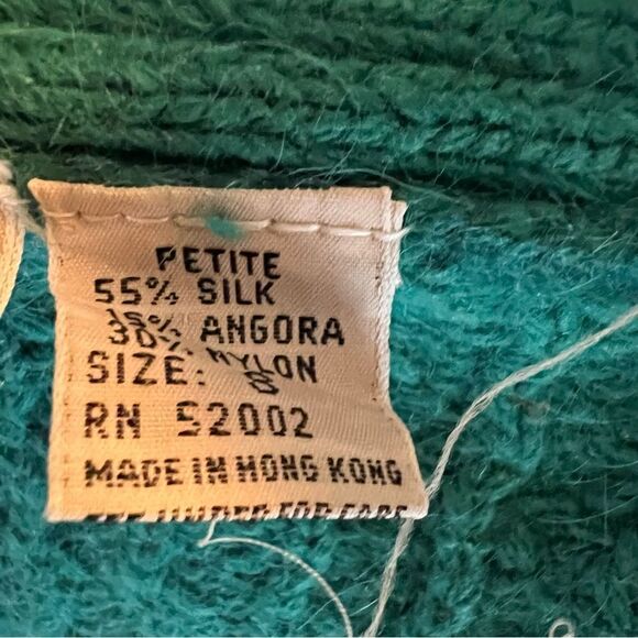 Vintage 80s Liz Claiborne Green Silk Cardigan Sweater - Picture 8 of 8